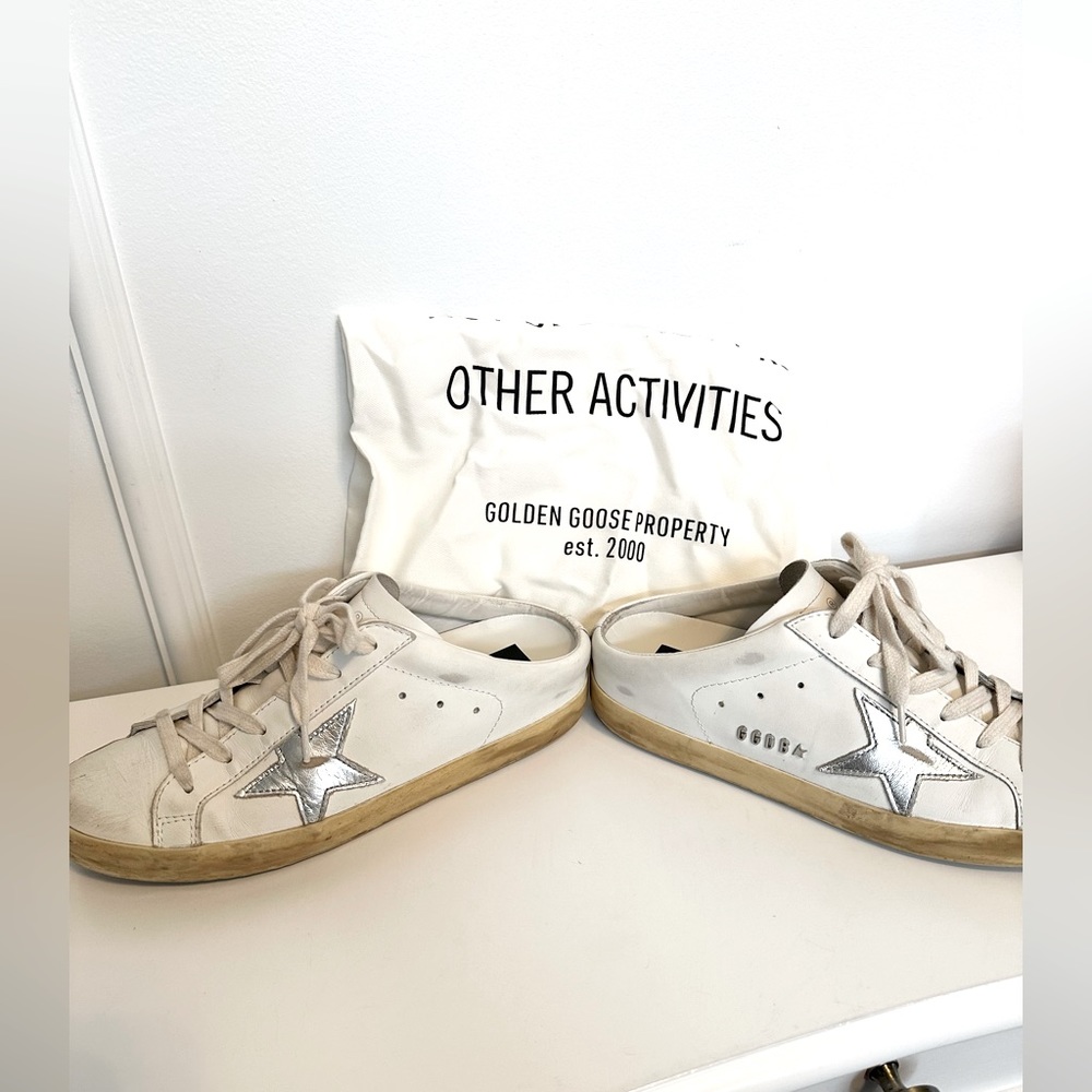 Golden Goose Super-Star Sneaker in White/Silver Mule Sneaker (size 37)